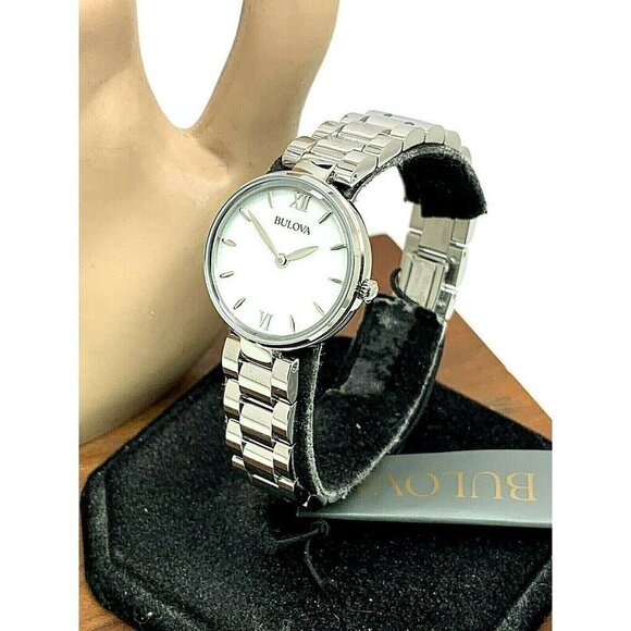 Bulova Women's Watch 96L229 Quartz White Dial Mother of Pearl Petite 27mm - Picture 2 of 13